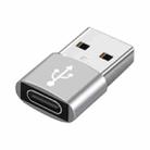 USB-C / Type-C Female to USB 2.0 Male Aluminum Alloy Adapter, Support Charging & Transmission(Silver) - 1