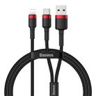 Baseus CATKLF-EL91 Cafule 2 in 1 PD 8 Pin to USB + USB-C / Type-C Fast Charging + Data Transmission Nylon Braided Data Cable, Length: 1.2m(Red Black) - 1