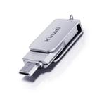 Kinzdi 128GB USB + Type-C Interface Metal Twister Flash Disk V8 (Silver) - 1