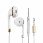 White Wire Body 3.5mm In-Ear Earphone with Line Control & Mic(Gold) - 1
