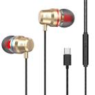 USB-C / Type-C Interface In Ear Wired Mega Bass Earphone with Mic (Gold) - 1