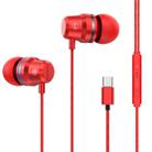 USB-C / Type-C Interface In Ear Wired Mega Bass Earphone with Mic (Red) - 1