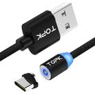 TOPK 1m 2.1A Output USB to USB-C / Type-C Mesh Braided Magnetic Charging Cable with LED Indicator(Black) - 1