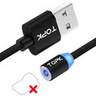 TOPK 1m 2.1A Output USB Mesh Braided Magnetic Charging Cable with LED Indicator, No Plug(Black) - 1