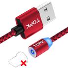 TOPK 2m 2.1A Output USB Mesh Braided Magnetic Charging Cable with LED Indicator, No Plug(Red) - 1