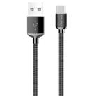 awei CL-26 0.3m 2.4A USB to USB-C / Type-C Metal Fast Charging Cable (Grey) - 1