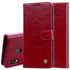 Business Style Oil Wax Texture Horizontal Flip Leather Case for Galaxy M20, with Holder & Card Slots & Wallet (Red) - 1