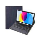 For iPad 10th Gen 10.9 2022 YA10B-A Lambskin Texture Bluetooth Touch Keyboard Leather Tablet Case with Pen Slot(Dark Blue) - 1