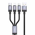 TOTUDESIGN B3B-004 Speedy Sereis 3.5A USB to 8 Pin + Micro USB + USB-C / Type-C Fast Charging Data Sync Cable, Length: 40cm(Grey) - 1