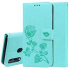 Rose Embossed Horizontal Flip PU Leather Case for Galaxy A60, with Holder & Card Slots & Wallet (Green) - 1