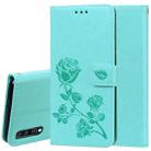 Rose Embossed Horizontal Flip PU Leather Case for Galaxy A70, with Holder & Card Slots & Wallet (Green) - 1