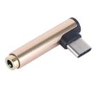 Type-C Male to 3.5mm Female L-type Stereo Audio Headphone Jack Adapter(Gold) - 1