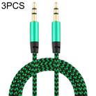 3 PCS K10 3.5mm Male to Male Nylon Braided Audio Cable, Length: 1m(Green) - 1