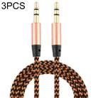 3 PCS K10 3.5mm Male to Male Nylon Braided Audio Cable, Length: 1m(Gold) - 1
