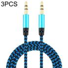 3 PCS K10 3.5mm Male to Male Nylon Braided Audio Cable, Length: 1m(Blue) - 1