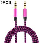 3 PCS K10 3.5mm Male to Male Nylon Braided Audio Cable, Length: 1m(Rose Red) - 1