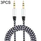 3 PCS K10 3.5mm Male to Male Nylon Braided Audio Cable, Length: 1m(Silver) - 1