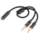 YH192 2 in 1 3.5mm Female to Microphone + Audio Male Braided Audio Cable, Length: 22cm (Black) - 1