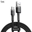 Baseus  1m 2.4A USB to Micro USB Cafule Double-sided Insertion Braided Cord Data Sync Charging Cable (Grey Black) - 1