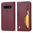 Knead Skin Texture Horizontal Flip Leather Case for Galaxy S10, with Photo Frame & Holder & Card Slots & Wallet (Wine Red) - 1