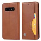 Knead Skin Texture Horizontal Flip Leather Case for Galaxy S10e, with Photo Frame & Holder & Card Slots & Wallet (Brown) - 1