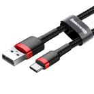 Baseus 2A Type-C / USB-C Cafule Tough Charging Cable, Length: 3m(Red + Black) - 5