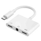 3 in 1 USB-C + 3.5mm + 3.5mm to USB-C Digital Charge Audio Adapter (White) - 1