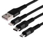 Micro USB / 8 Pin / Type-C to USB High Speed Weave Charging Cable(Black) - 3
