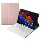 A970B Detachable Bluetooth Keyboard Ultrathin Horizontal Flip Leather Tablet Case with Pen Slot for Samsung Galaxy Tab S7 FE T730 / T736 / S7+ T970 / T975 / T976(Rose Gold) - 1