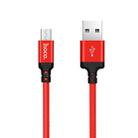 hoco X14 1m Nylon Braided Aluminium Alloy Micro USB to USB Data Sync Charging Cable(Red) - 1