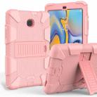 Shockproof Two-color Silicone Protection Shell for Galaxy Tab A 8.0 (2018) T387, with Holder (Rose Gold) - 1