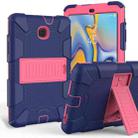 Shockproof Two-color Silicone Protection Shell for Galaxy Tab A 8.0 (2018) T387, with Holder (Navy Blue+Rose Red) - 1