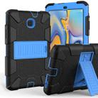 Shockproof Two-color Silicone Protection Shell for Galaxy Tab A 8.0 (2018) T387, with Holder (Navy Blue+Blue) - 1