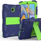 Shockproof Two-color Silicone Protection Shell for Galaxy Tab A 8.0 (2018) T387, with Holder  (Navy Blue+Yellow-green) - 1