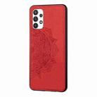 For Samsung Galaxy A32 4G Mandala Embossed Cloth Cover PC + TPU Mobile Phone Case with Magnetic Function and Hand Strap(Red) - 3