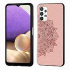 For Samsung Galaxy A32 4G Mandala Embossed Cloth Cover PC + TPU Mobile Phone Case with Magnetic Function and Hand Strap(Rose Gold) - 1