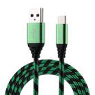 1m USB to USB-C / Type-C Nylon Weave Style Data Sync Charging Cable(Green) - 1