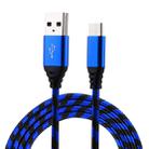 1m USB to USB-C / Type-C Nylon Weave Style Data Sync Charging Cable(Blue) - 1