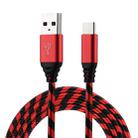 1m USB to USB-C / Type-C Nylon Weave Style Data Sync Charging Cable(Red) - 1