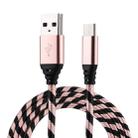 1m USB to USB-C / Type-C Nylon Weave Style Data Sync Charging Cable(Rose Gold) - 1