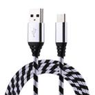 1m USB to USB-C / Type-C Nylon Weave Style Data Sync Charging Cable(Silver) - 1