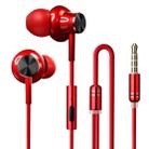 F2 1.2m Wired In Ear 3.5mm Interface Metal HiFi Noise Cancelling Earphones with Mic(Red) - 1