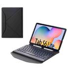 B610 Diamond Texture Triangle Back Holder Splittable Bluetooth Keyboard Leather Tablet Case for Samsung Galaxy Tab S6 Lite (Black Black) - 1