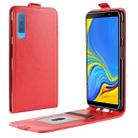 Business Style Vertical Flip TPU Leather Case for Galaxy A7 (2018) / A750, with Card Slot (Red) - 1