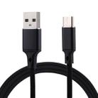 1m 2A Output USB to USB-C / Type-C Nylon Weave Style Data Sync Charging Cable(Black) - 1