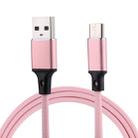 1m 2A Output USB to USB-C / Type-C Nylon Weave Style Data Sync Charging Cable(Pink) - 1