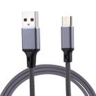 1m 2A Output USB to USB-C / Type-C Nylon Weave Style Data Sync Charging Cable(Grey) - 1