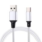 1m 2A Output USB to USB-C / Type-C Nylon Weave Style Data Sync Charging Cable(White) - 1