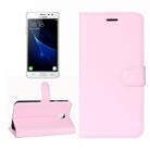 For Galaxy J3 (2017) (EU Version) Litchi Texture Horizontal Flip Leather Case with Holder & Card Slots & Wallet(Pink) - 1