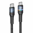 USAMS US-SJ537 U76 100W Type-C / USB-C to Type-C / USB-C PD Aluminum Alloy Colorful Lights Fast Charging Data Cable, Length: 1.2m(Black) - 1